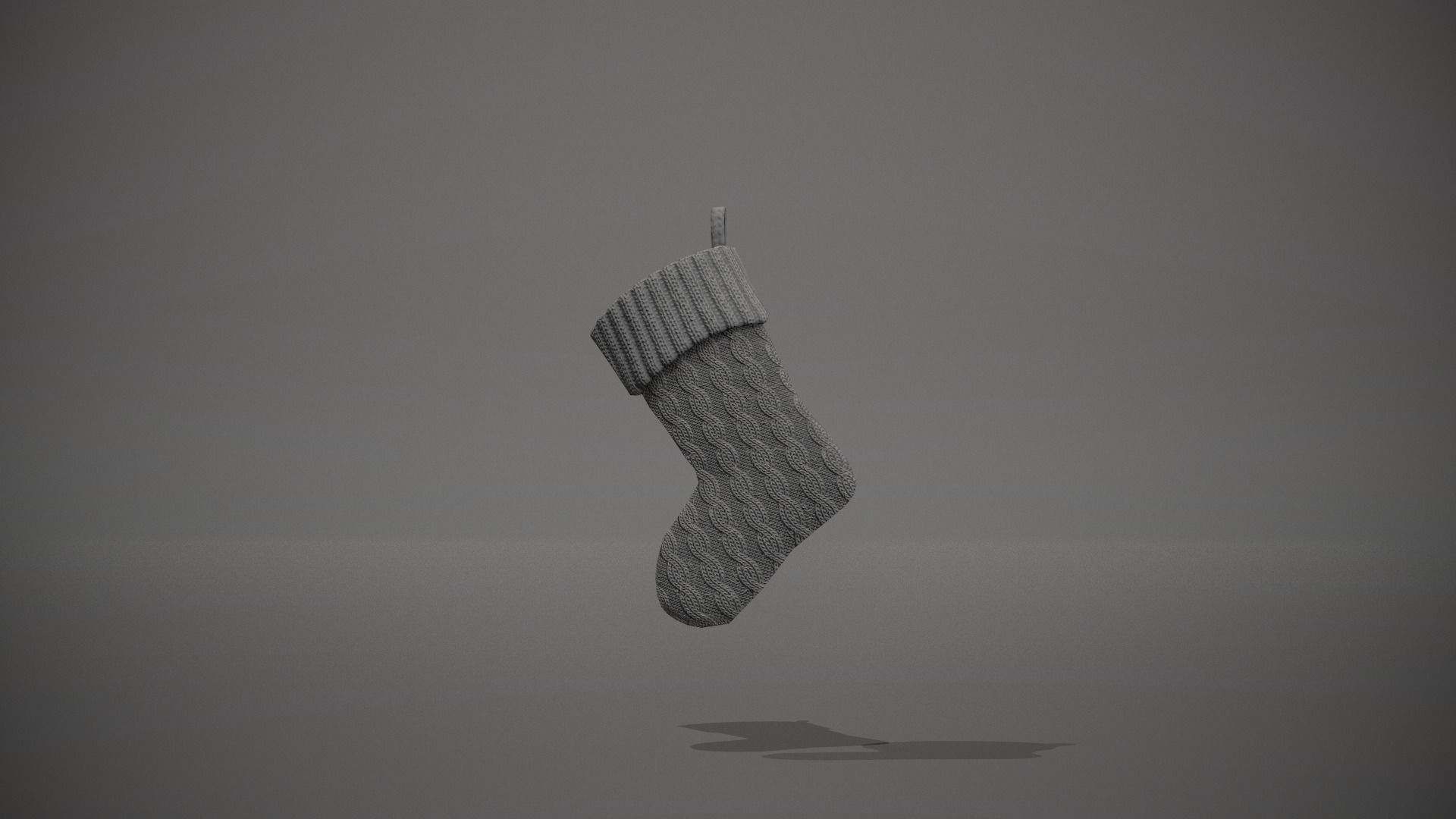 Grey Cable Knit Christmas Stocking Low-poly 3D model_5