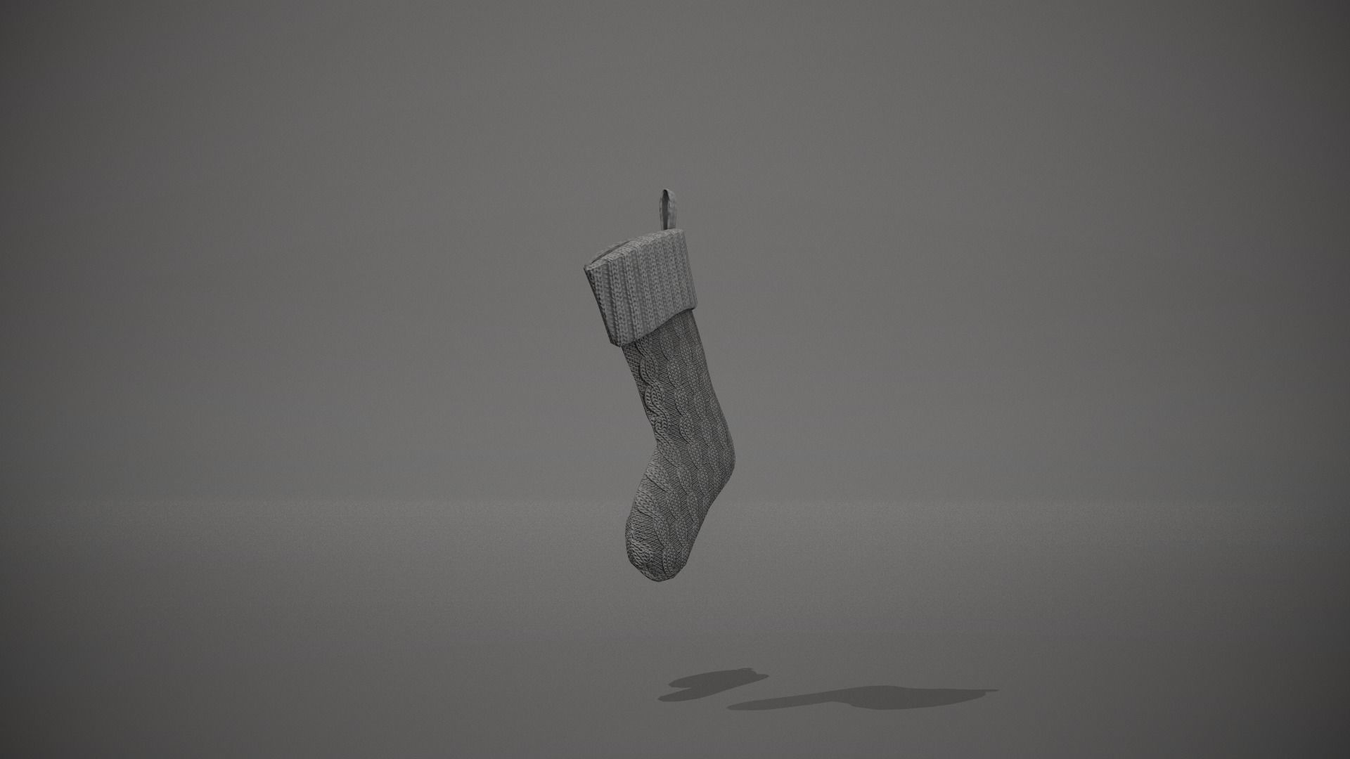 Grey Cable Knit Christmas Stocking Low-poly 3D model_7