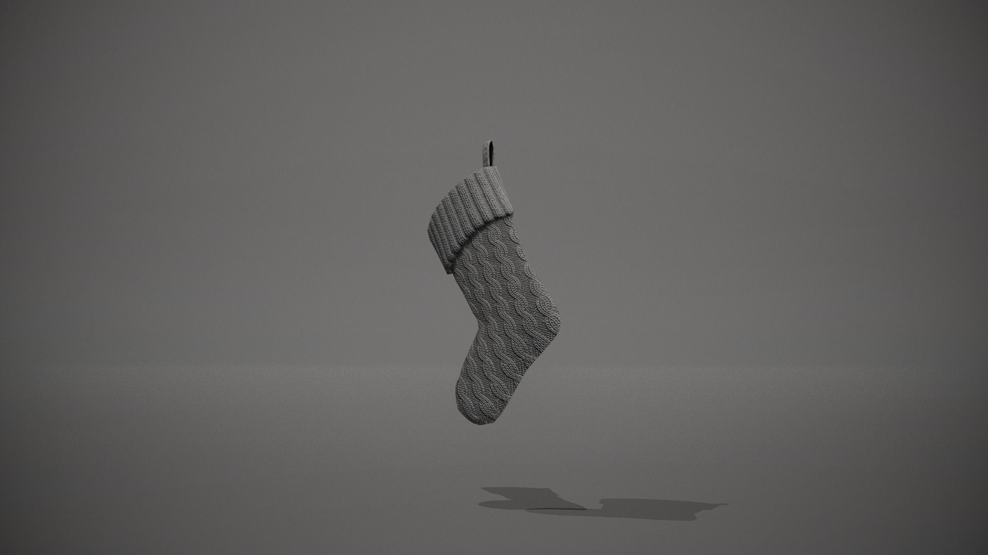 Grey Cable Knit Christmas Stocking Low-poly 3D model_4