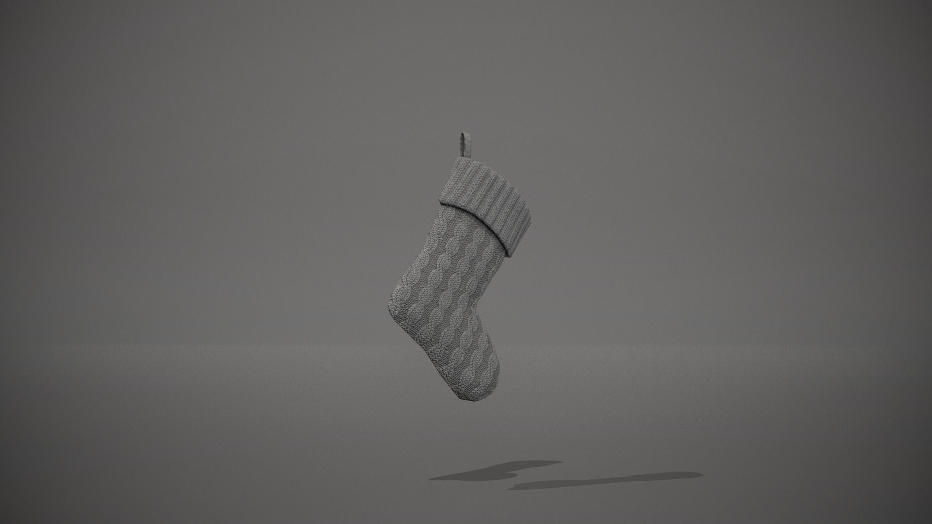 Grey Cable Knit Christmas Stocking Low-poly 3D model_1
