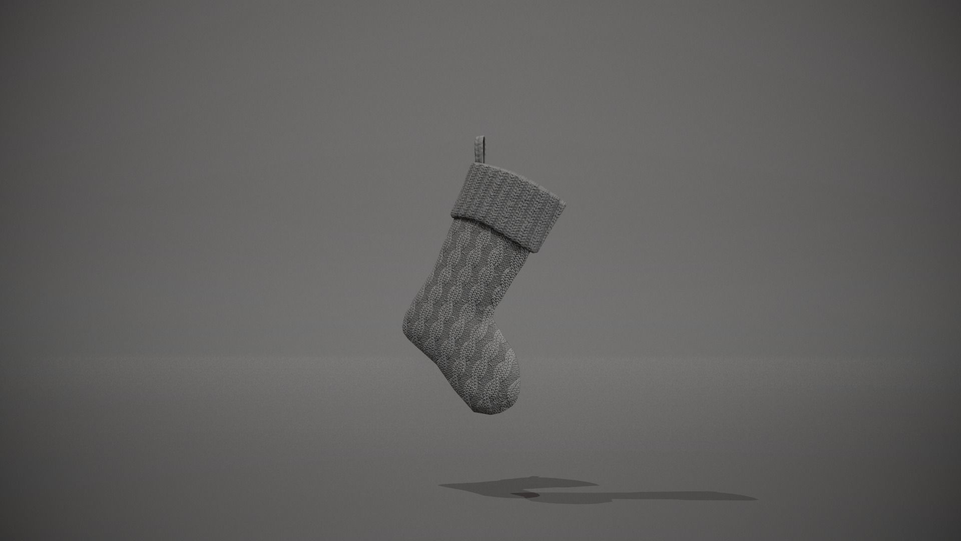 Grey Cable Knit Christmas Stocking Low-poly 3D model_10