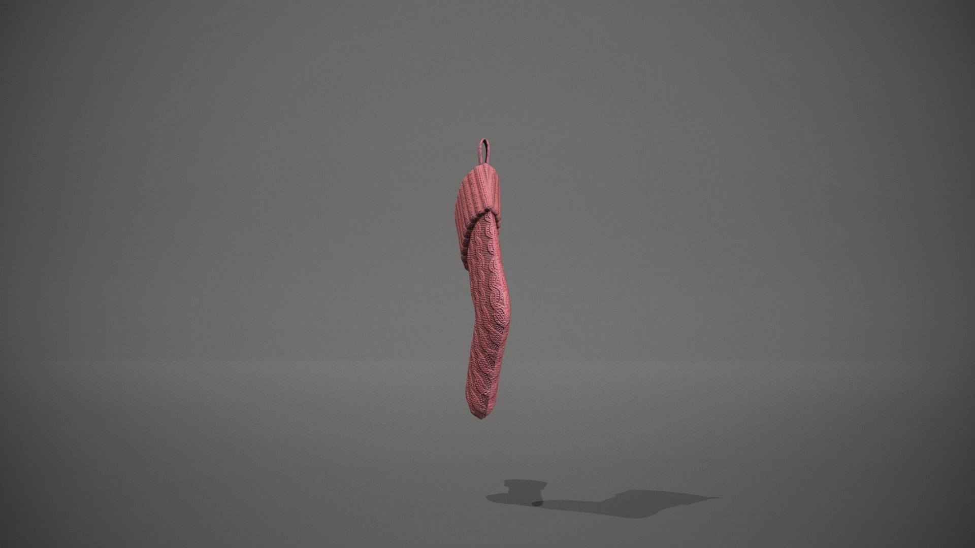 Red Cable Knit Christmas Stocking Low-poly 3D model_3