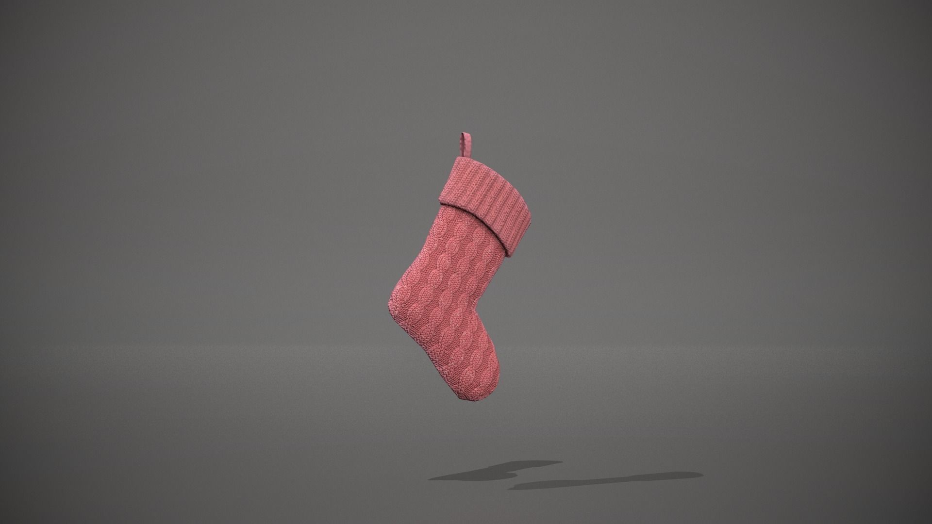 Red Cable Knit Christmas Stocking Low-poly 3D model_1