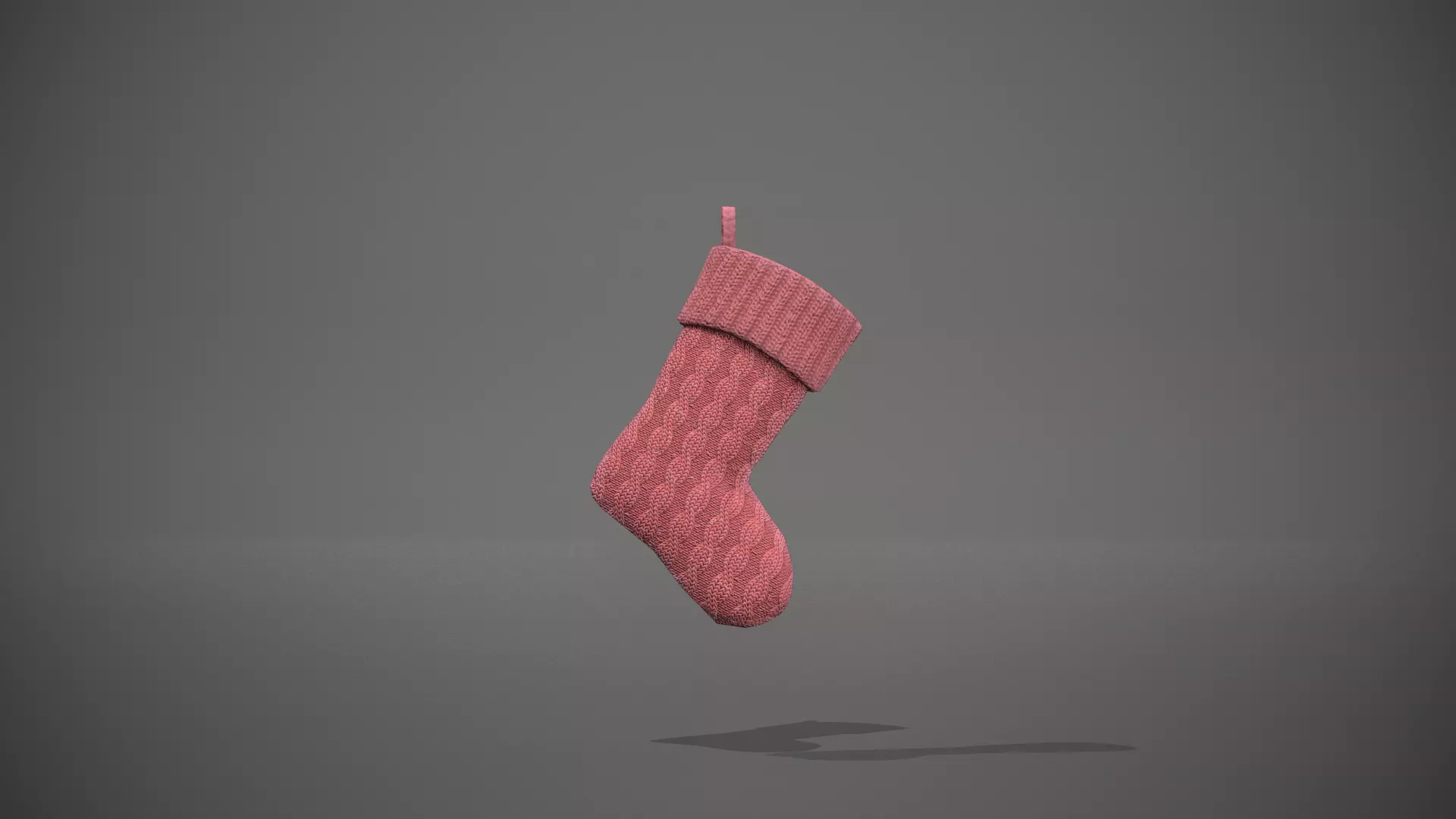 Red Cable Knit Christmas Stocking Low-poly 3D model_0
