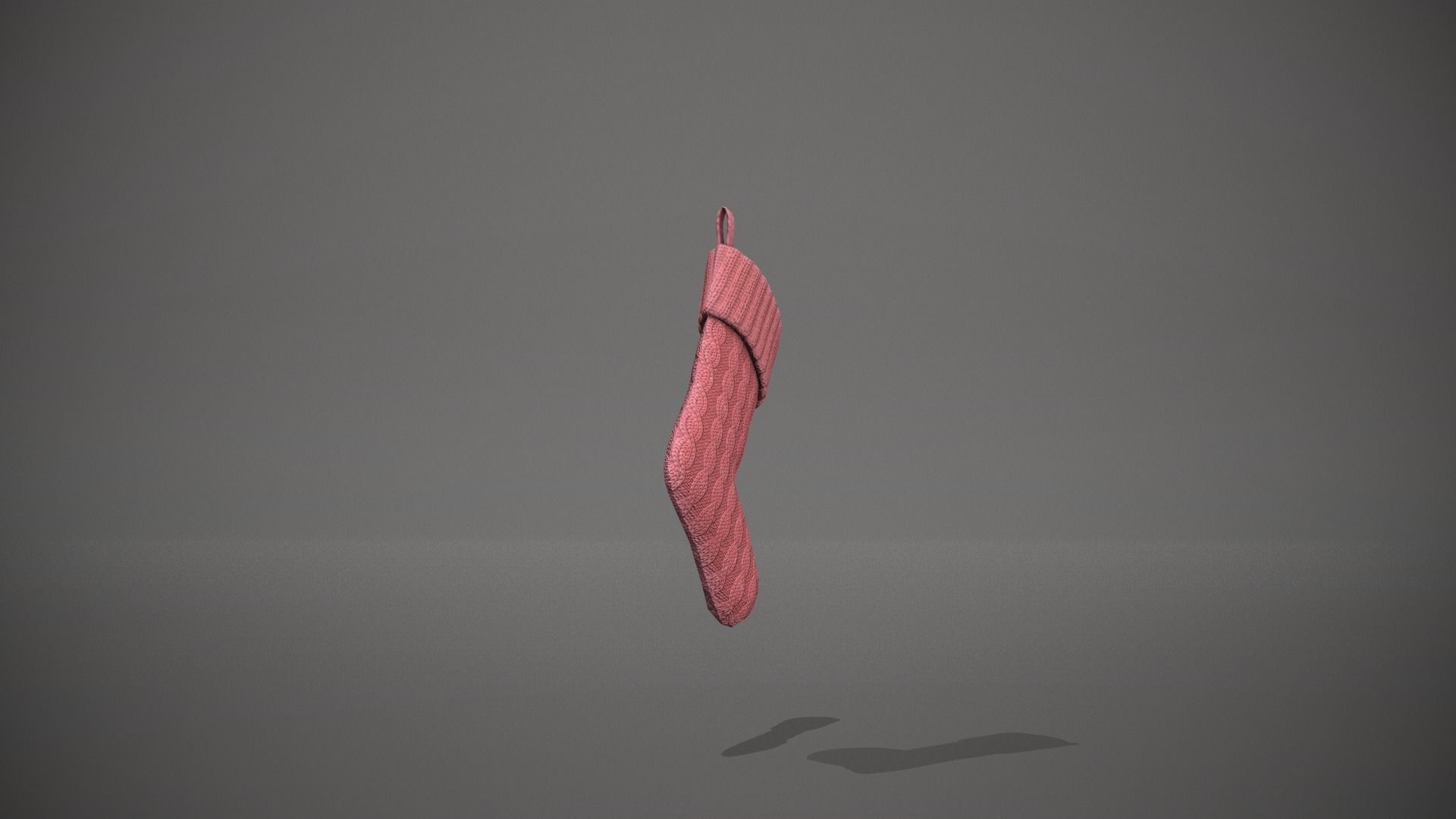 Red Cable Knit Christmas Stocking Low-poly 3D model_2