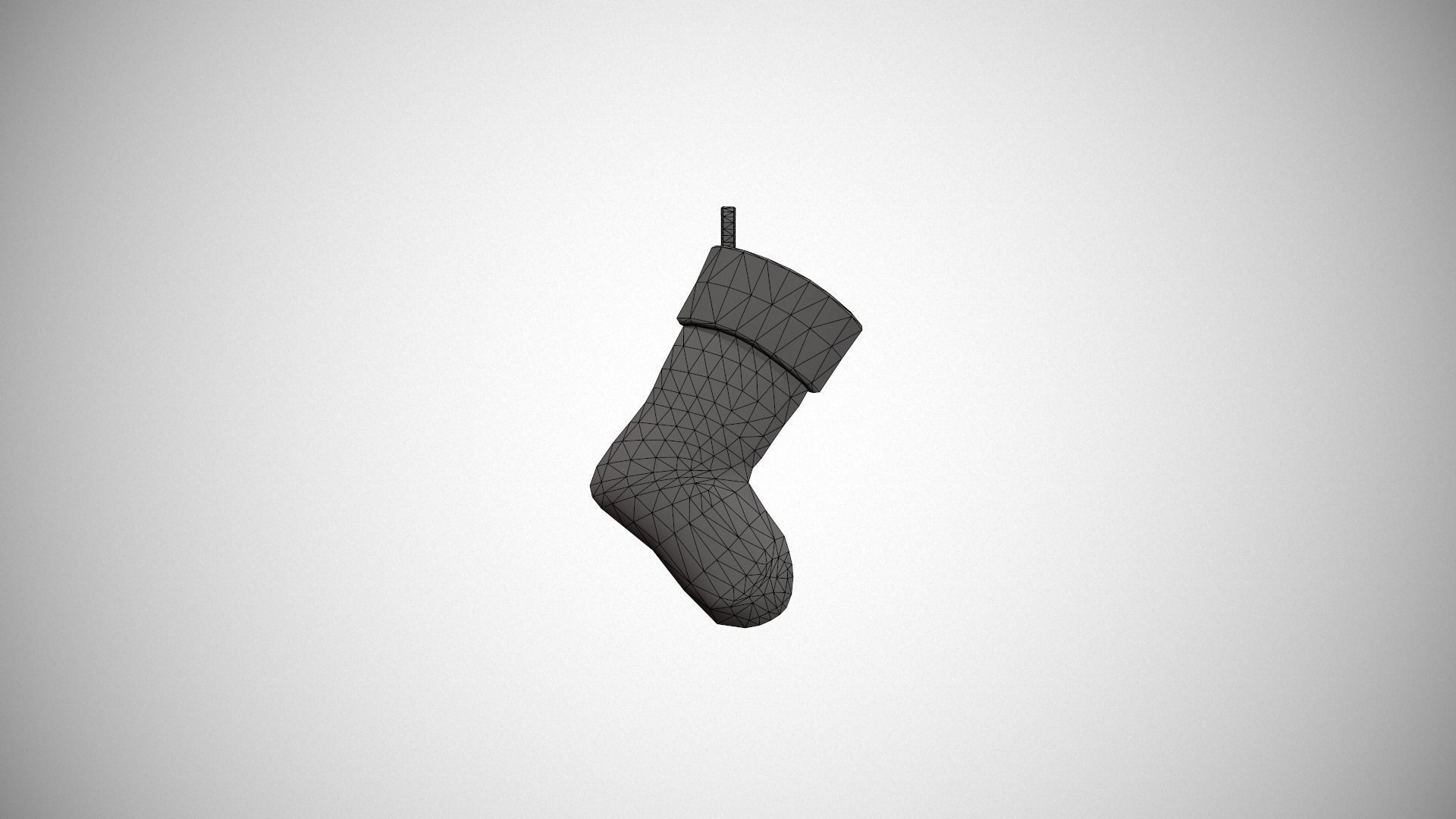 Red Cable Knit Christmas Stocking Low-poly 3D model_12
