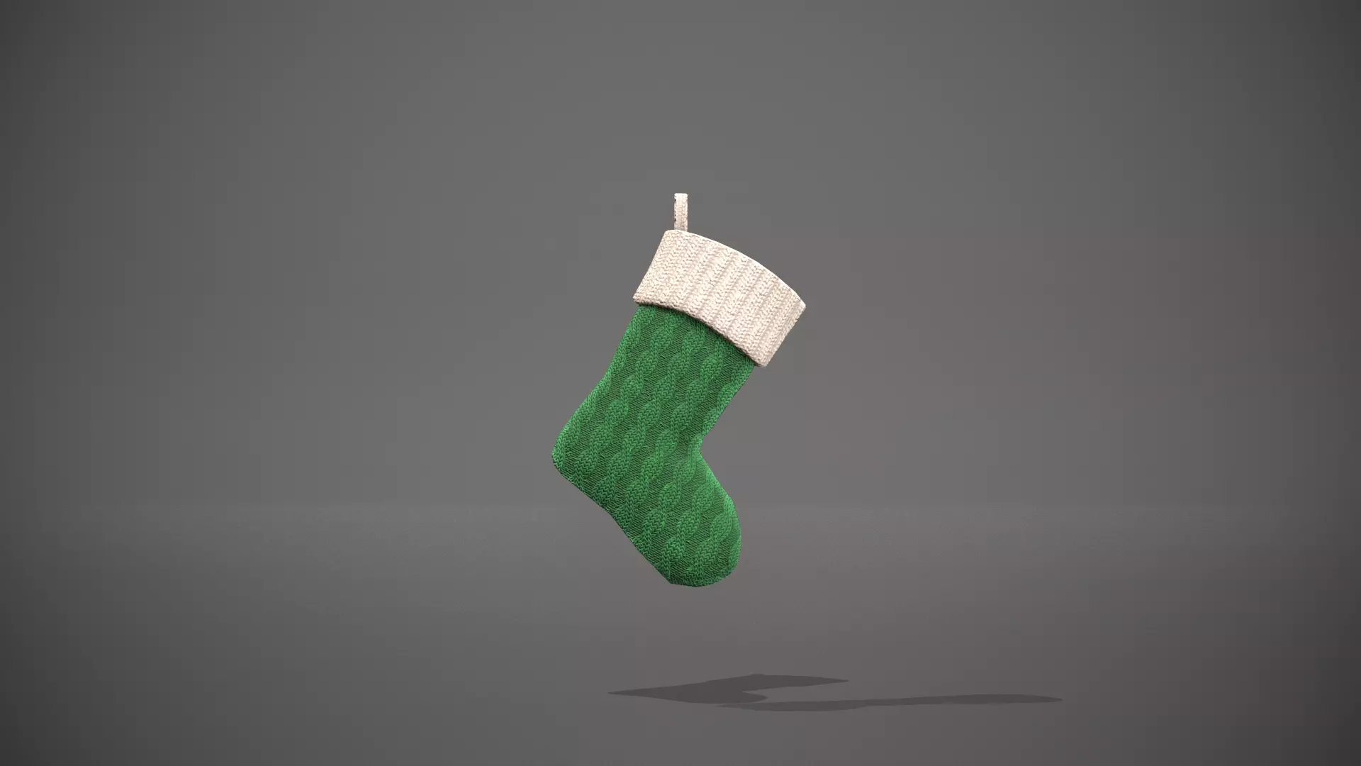 Green and White Cable Knit Christmas Stocking Low-poly 3D model
