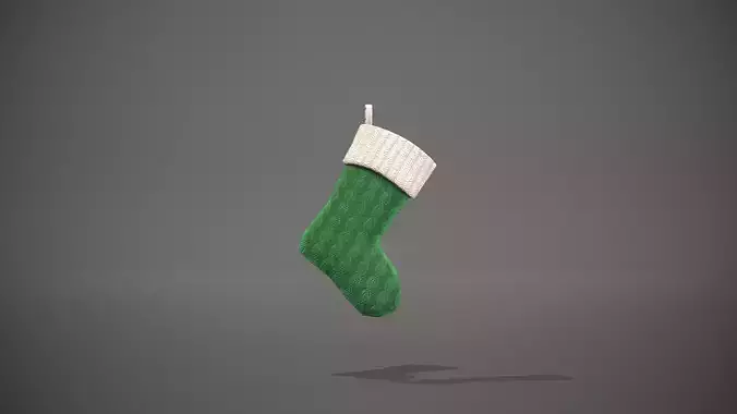 Green and White Cable Knit Christmas Stocking