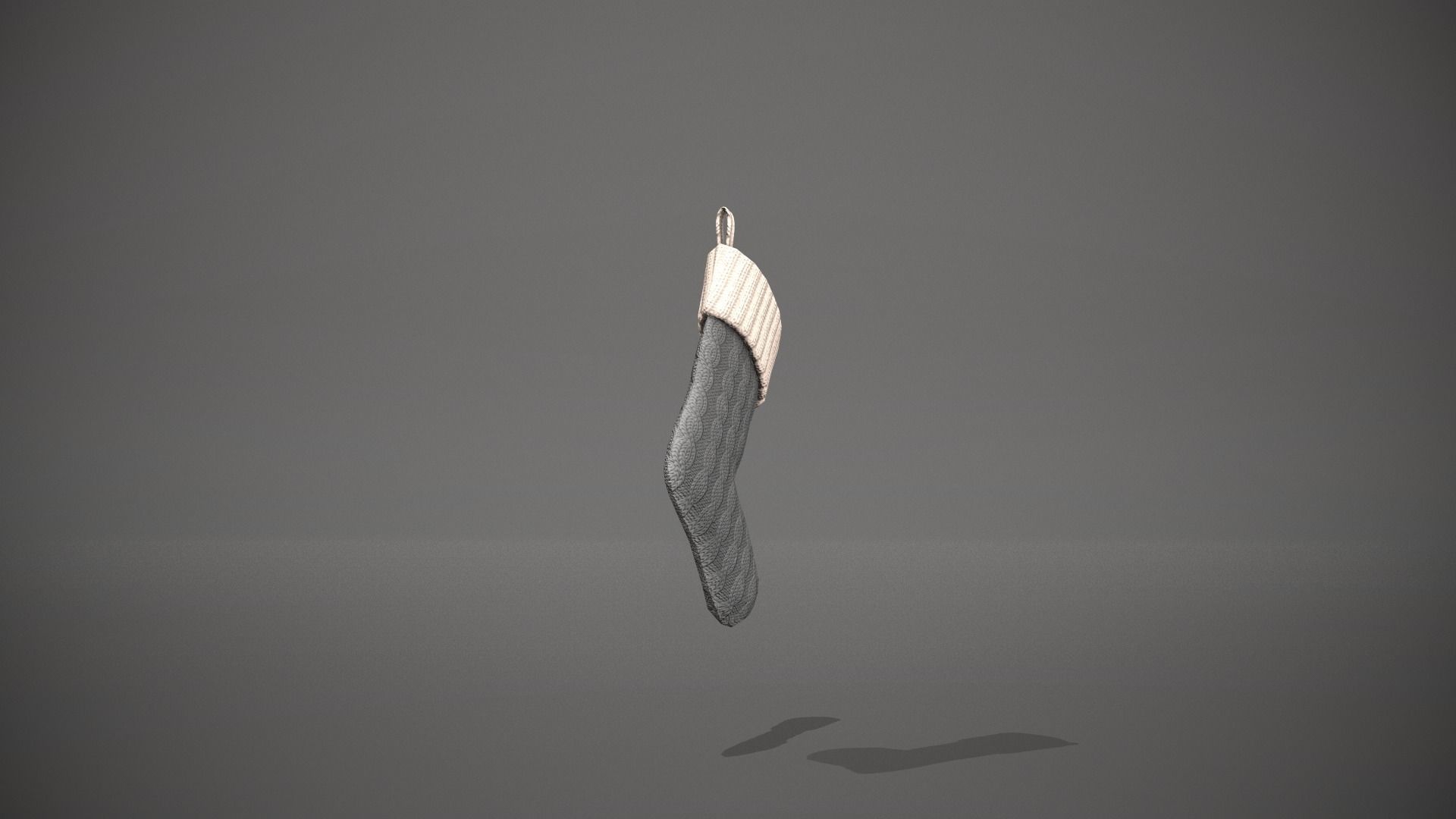 Grey and White Cable Knit Christmas Stocking Low-poly 3D model_2