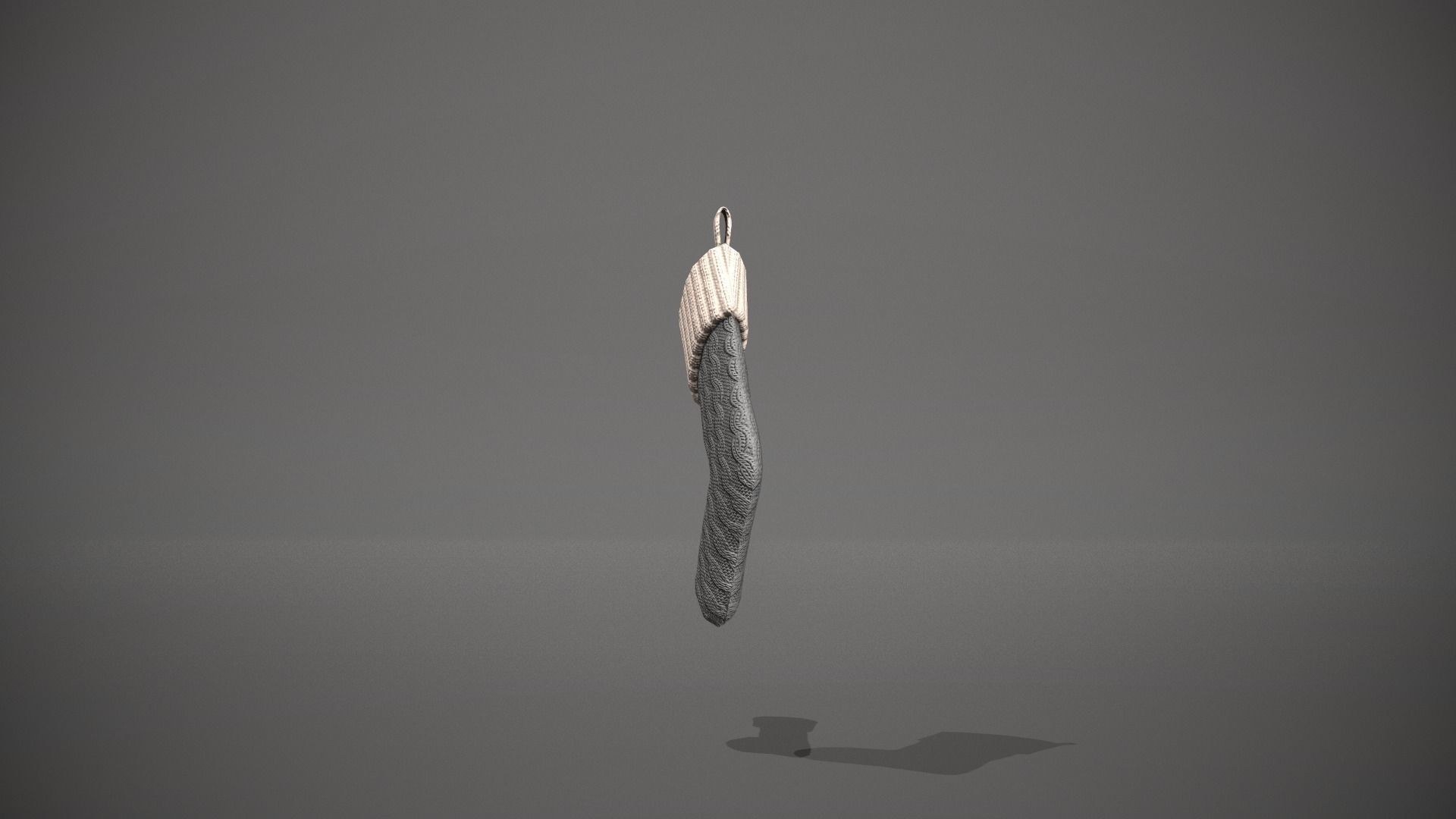Grey and White Cable Knit Christmas Stocking Low-poly 3D model_3
