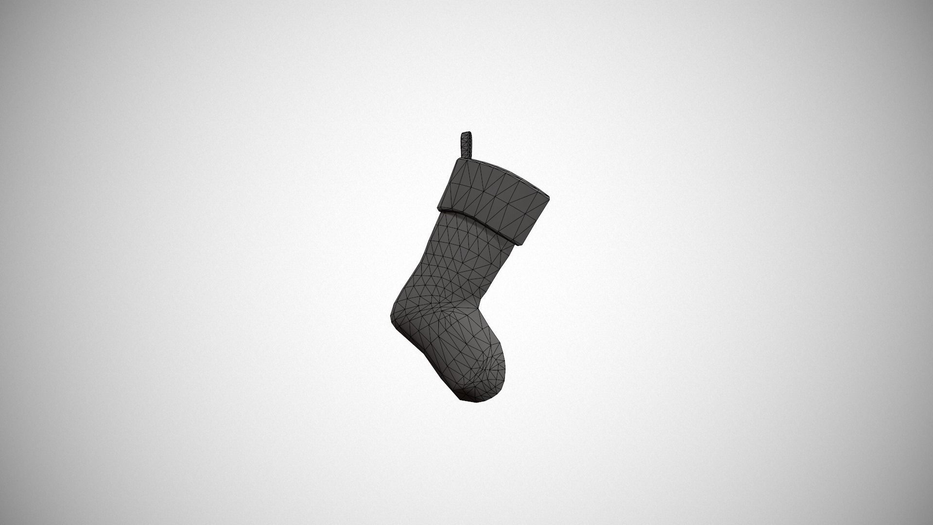 Grey and White Cable Knit Christmas Stocking Low-poly 3D model_22