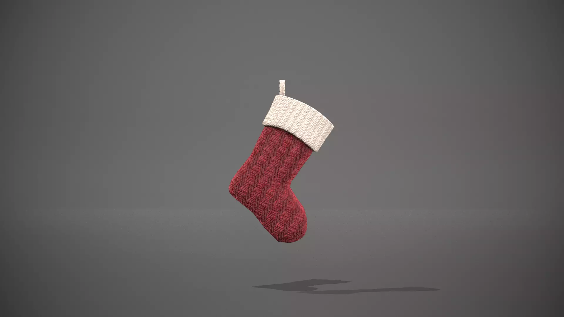 Red and White Cable Knit Christmas Stocking Low-poly 3D model