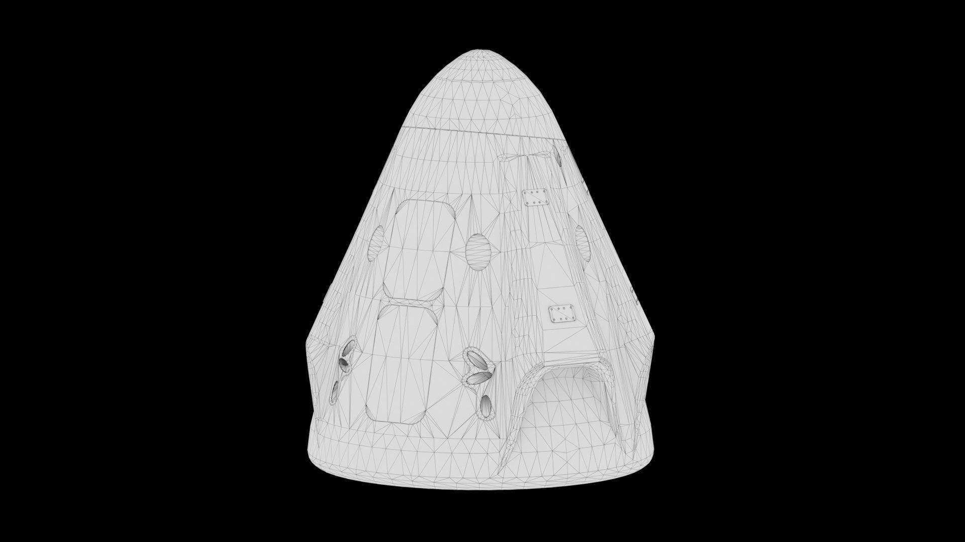 Crew Dragon SpaceX Pod Low-poly 3D model_15