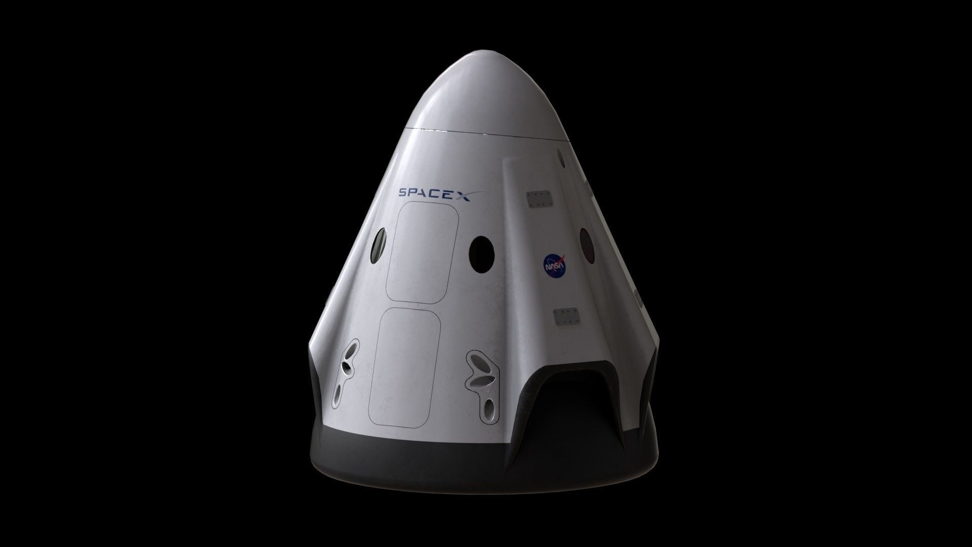 Crew Dragon SpaceX Pod Low-poly 3D model_5