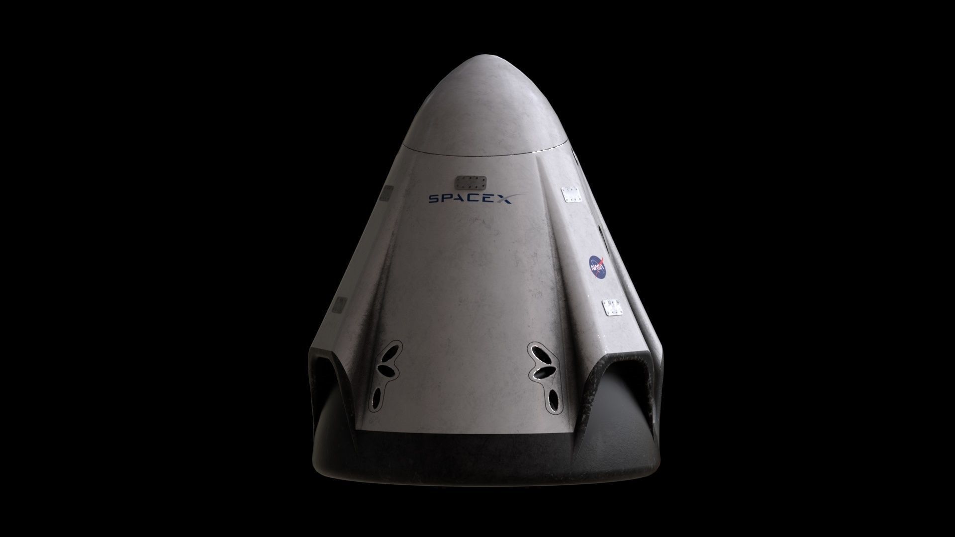 Crew Dragon SpaceX Pod Low-poly 3D model_2