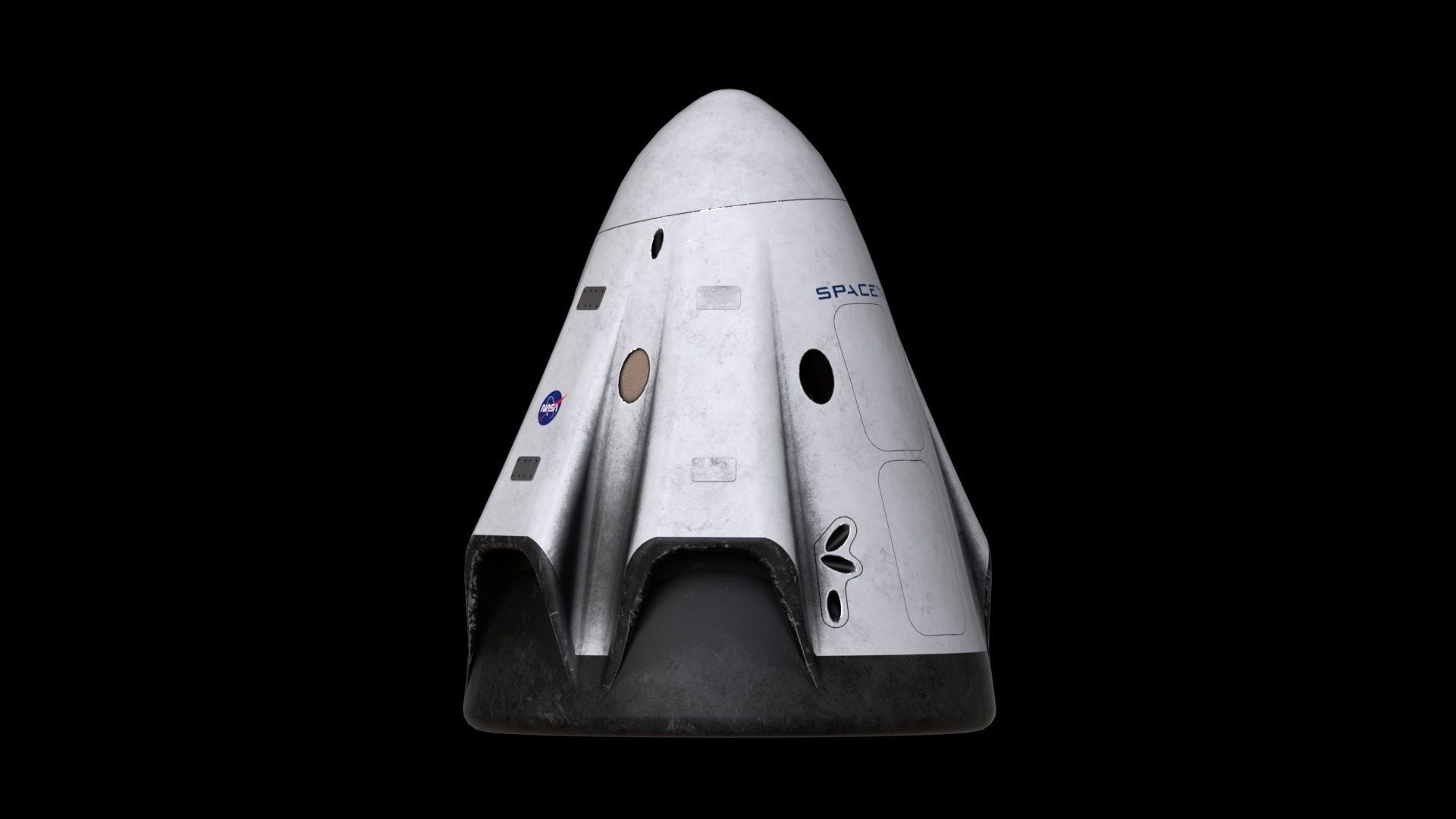 Crew Dragon SpaceX Pod Low-poly 3D model_1