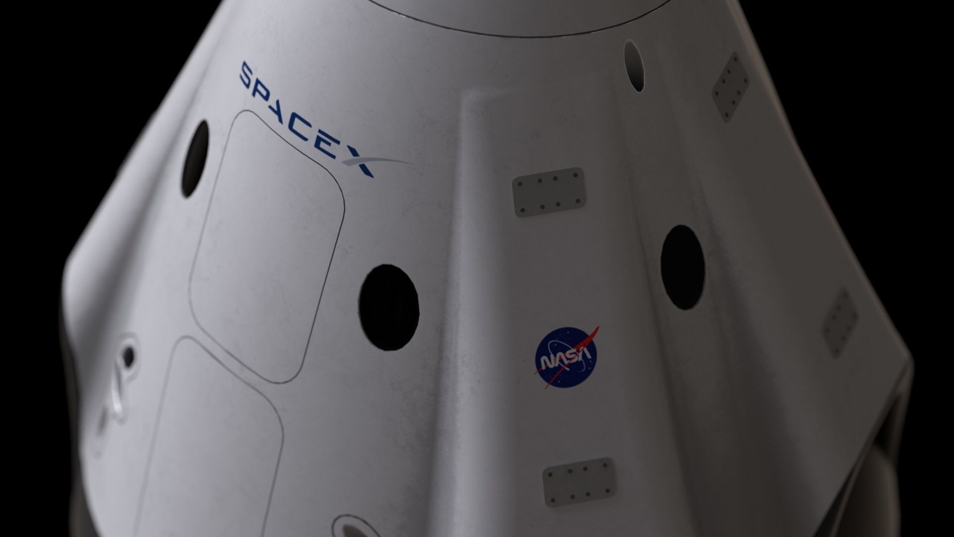 Crew Dragon SpaceX Pod Low-poly 3D model_8