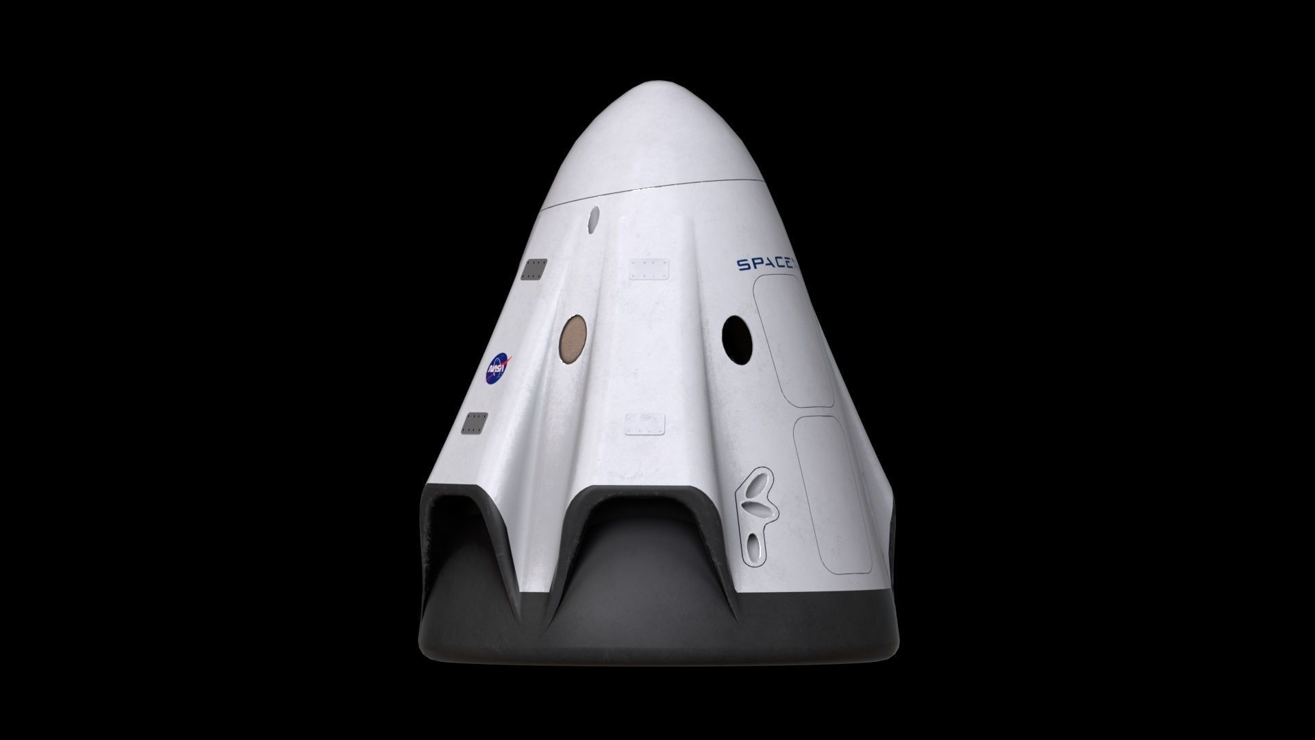 Crew Dragon SpaceX Pod Low-poly 3D model_6