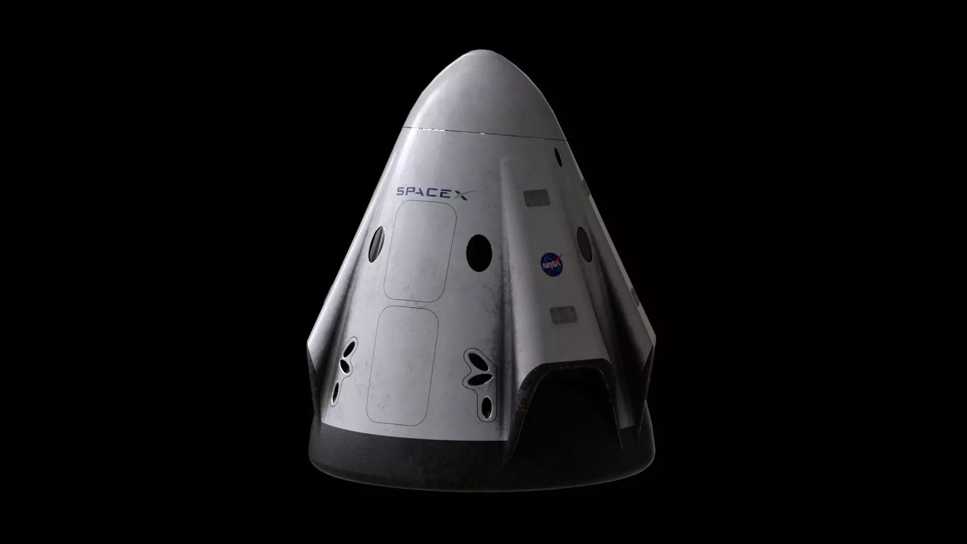 Crew Dragon SpaceX Pod Low-poly 3D model_0