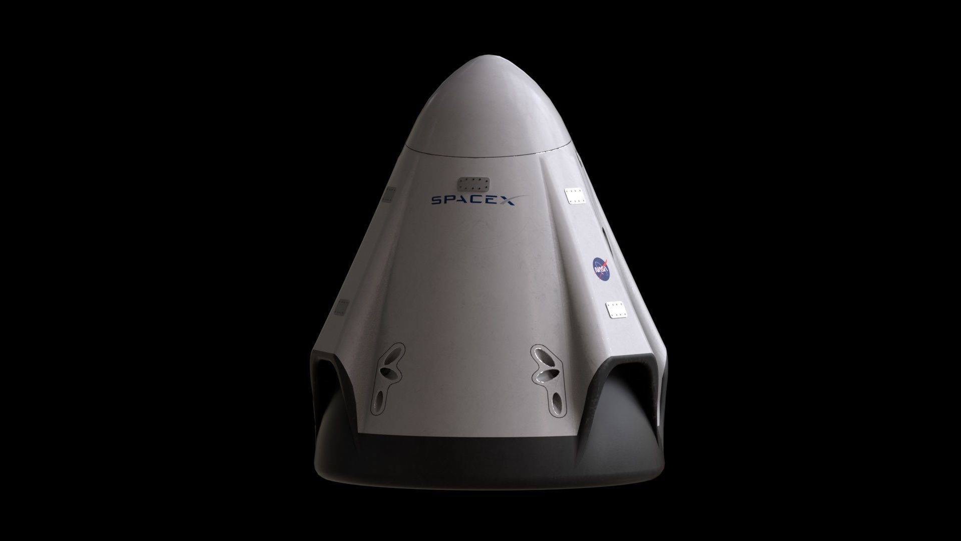 Crew Dragon SpaceX Pod Low-poly 3D model_7