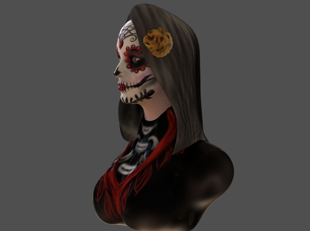 Catrina Bust 3D print model_4