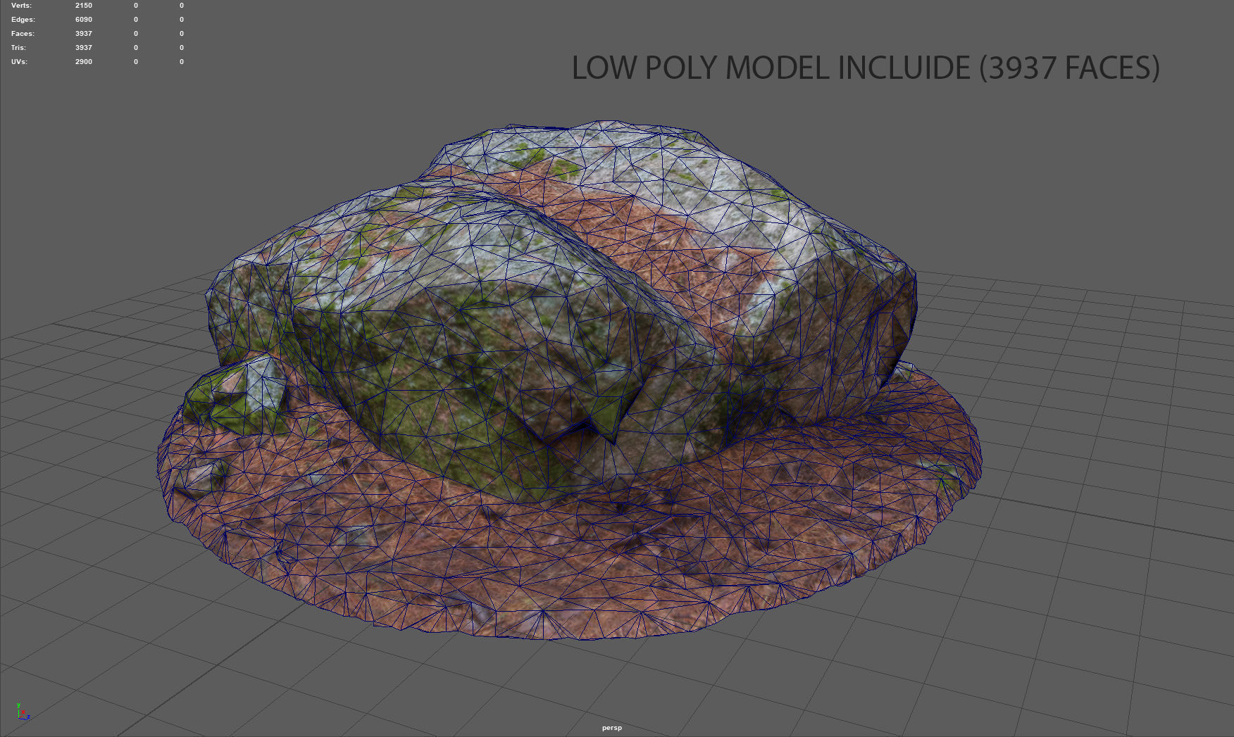 MOSS ROCK Low-poly 3D model_10