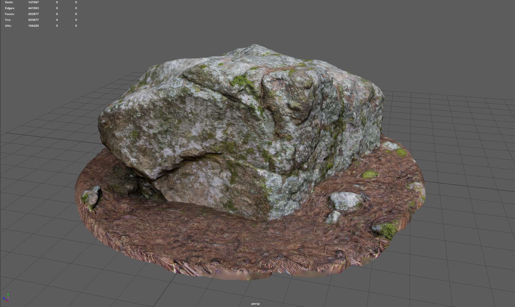 MOSS ROCK Low-poly 3D model_2