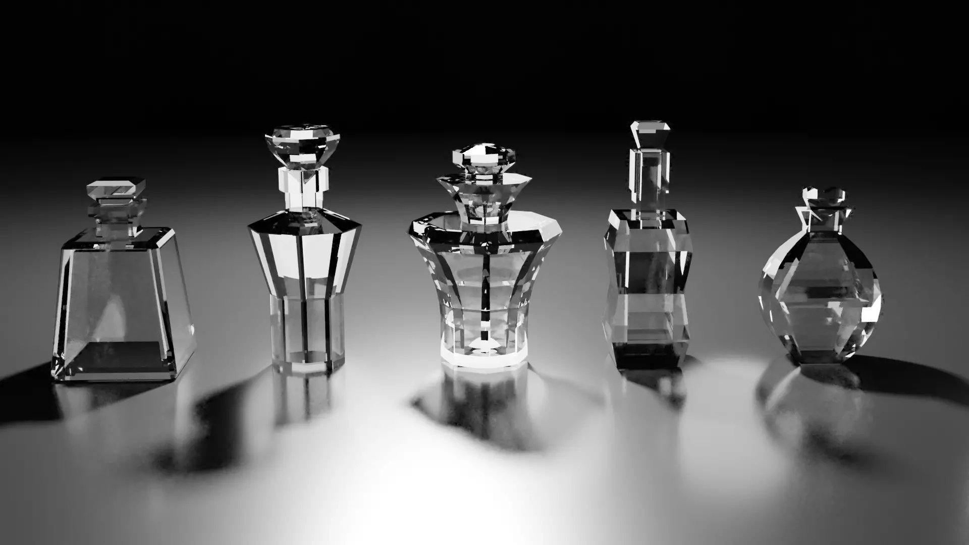 Glass bottles Low-poly 3D model_0