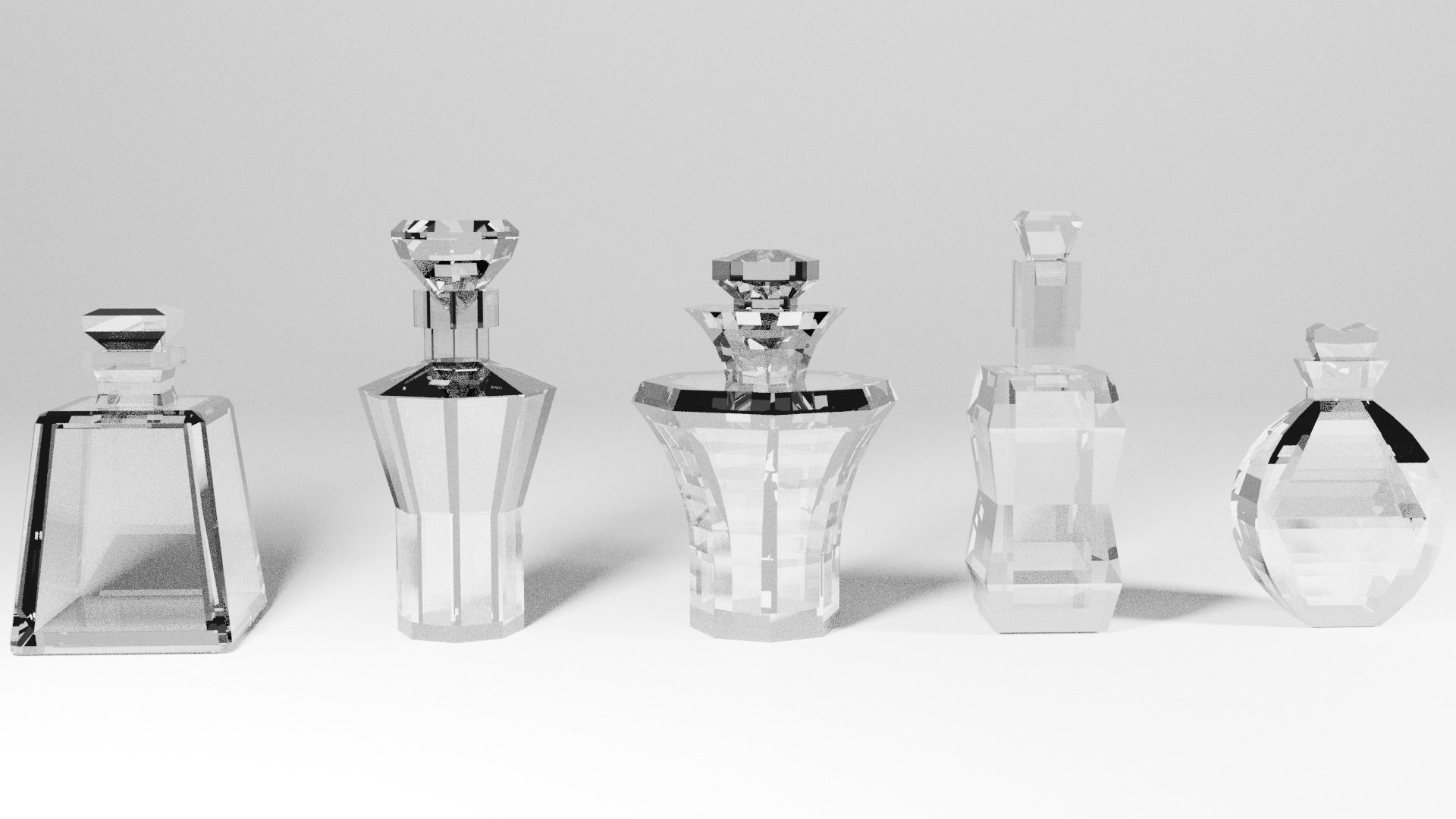 Glass bottles Low-poly 3D model_2