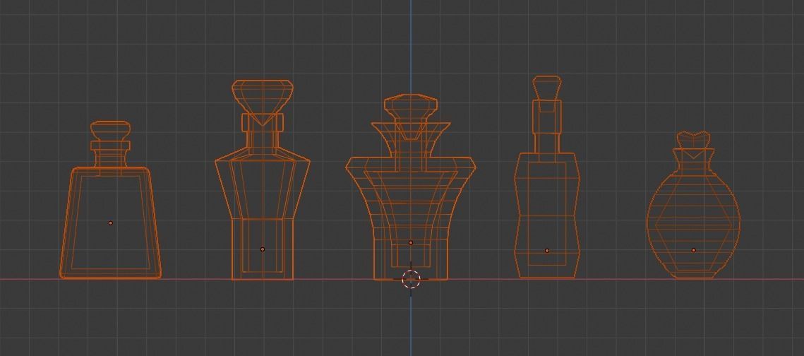 Glass bottles Low-poly 3D model_3