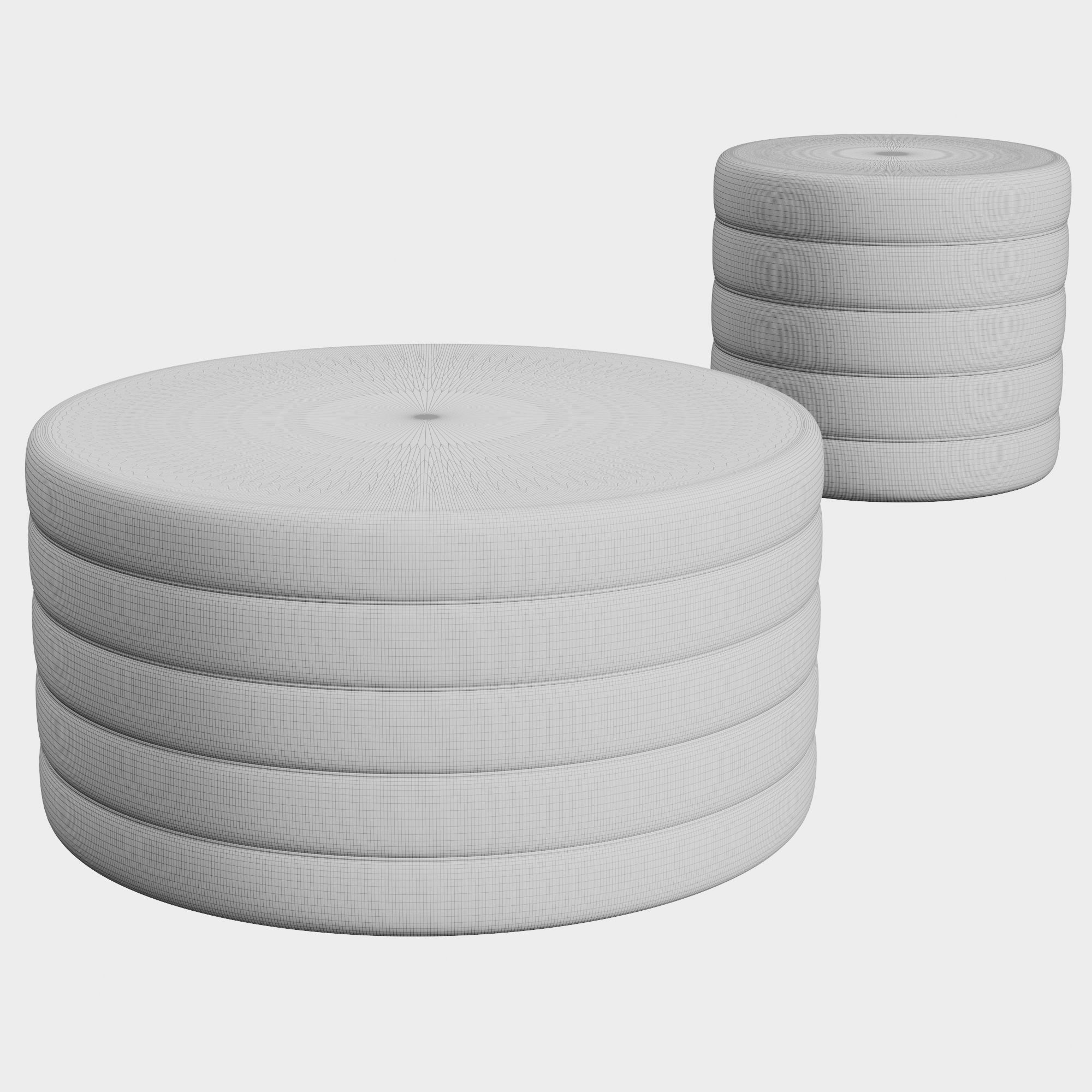 Pouf 3 two round stools 3D model_1