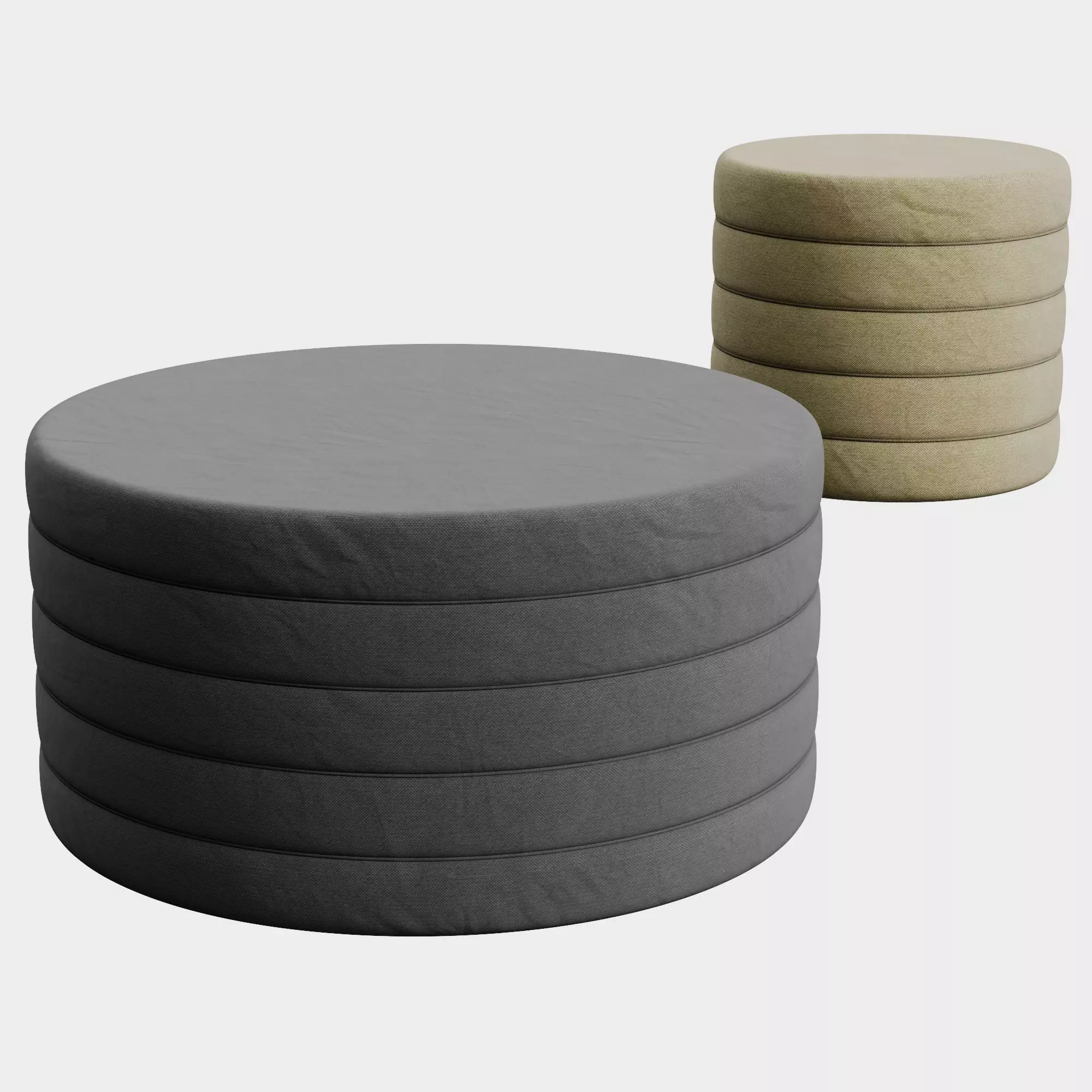 Pouf 3 two round stools 3D model_0