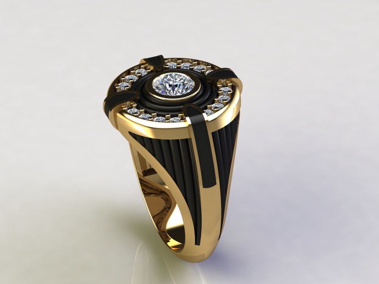 man ring enamel gems 3D print model_4