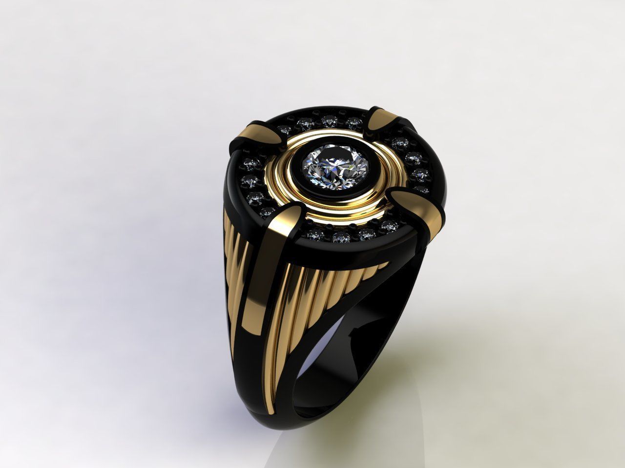 man ring enamel gems 3D print model_6