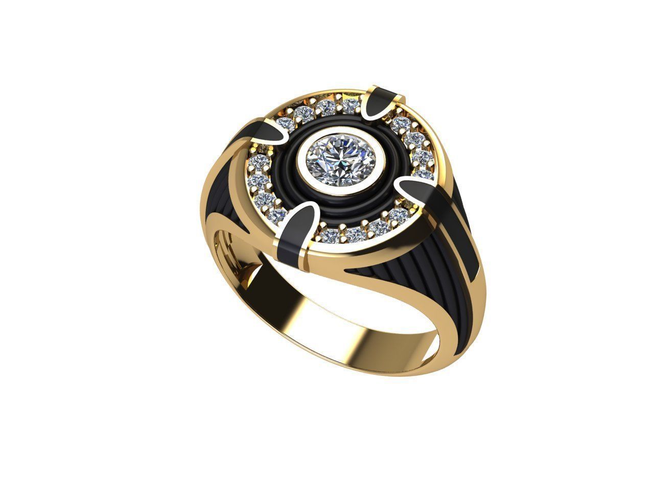 man ring enamel gems 3D print model_2
