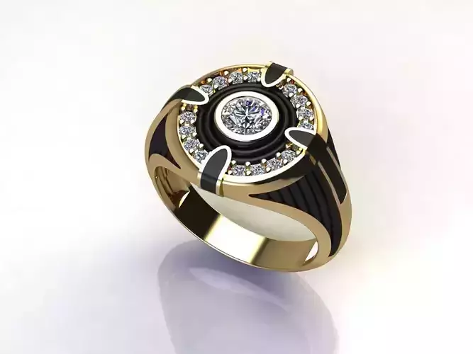 man ring enamel  gems 3D print model