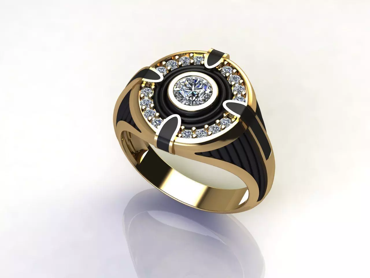 man ring enamel gems 3D print model_0