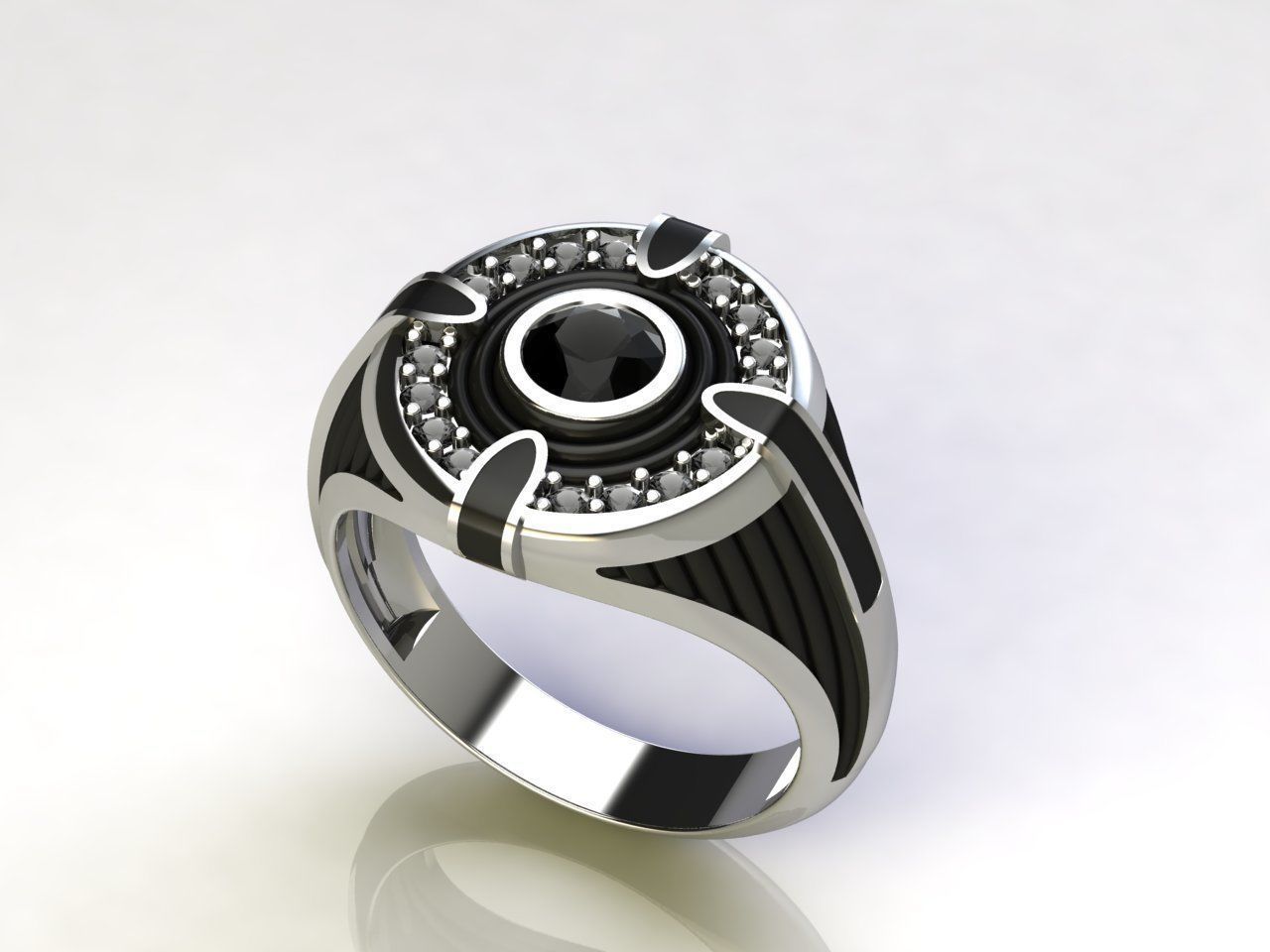 man ring enamel gems 3D print model_1