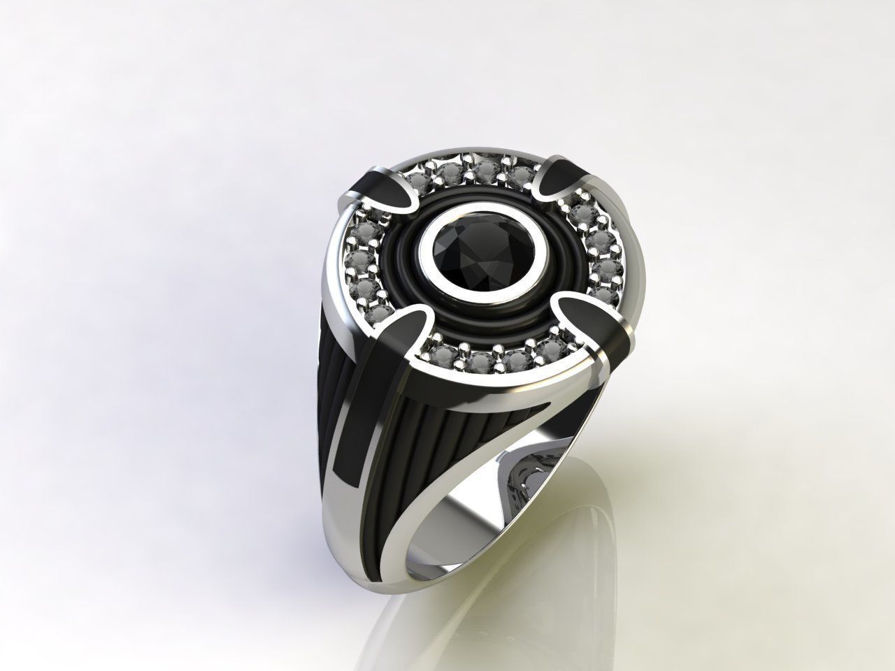 man ring enamel gems 3D print model_3