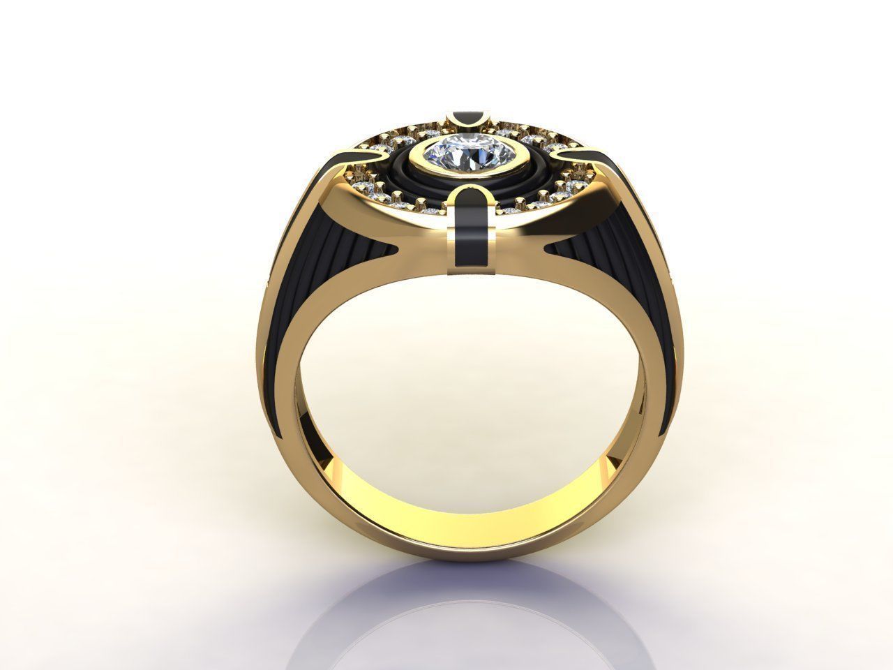 man ring enamel gems 3D print model_5