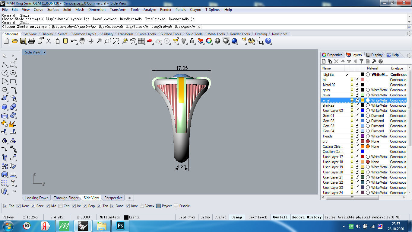 man ring enamel gems 3D print model_9