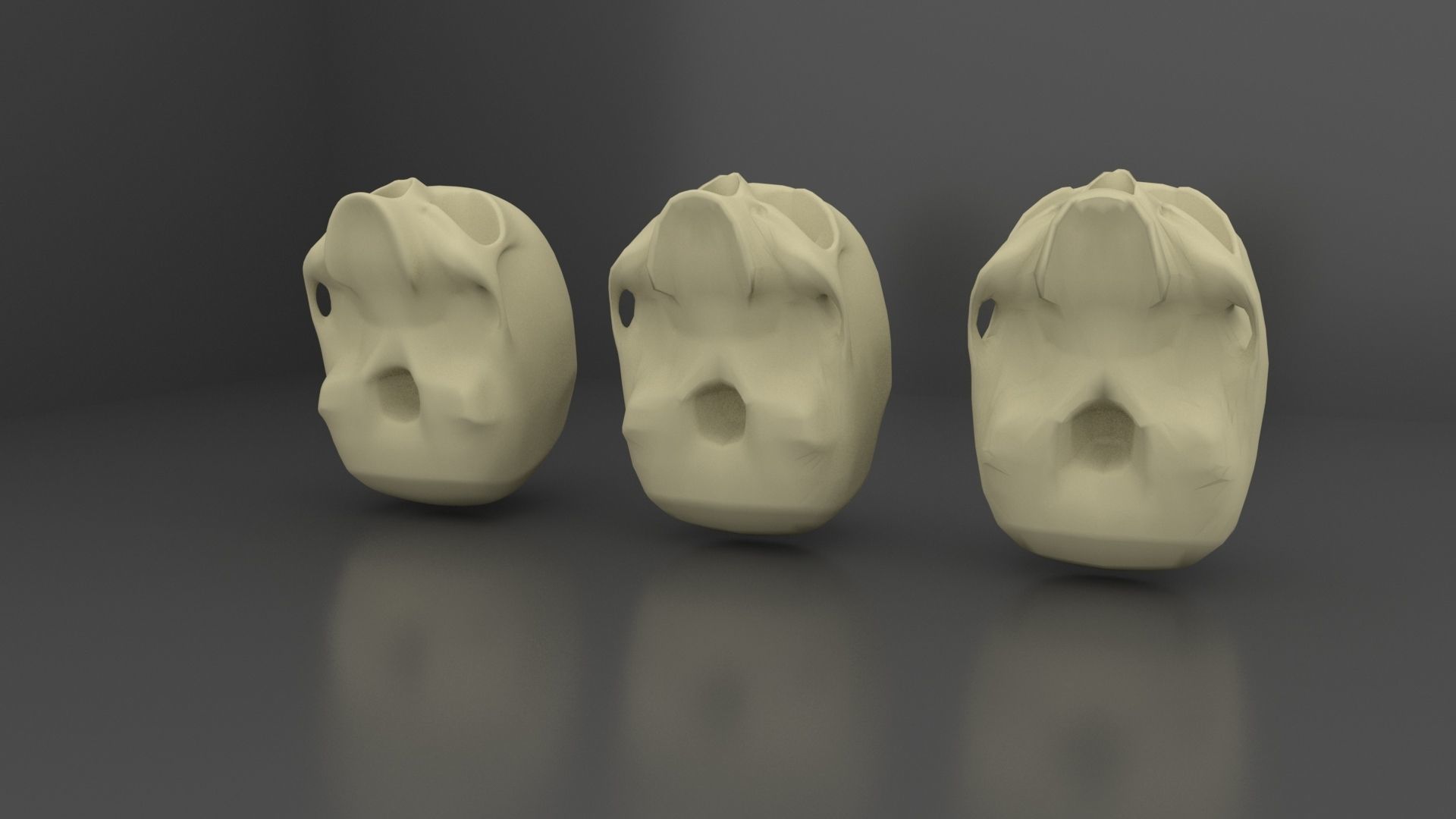 Skull 3 LODs Low-poly 3D model_2