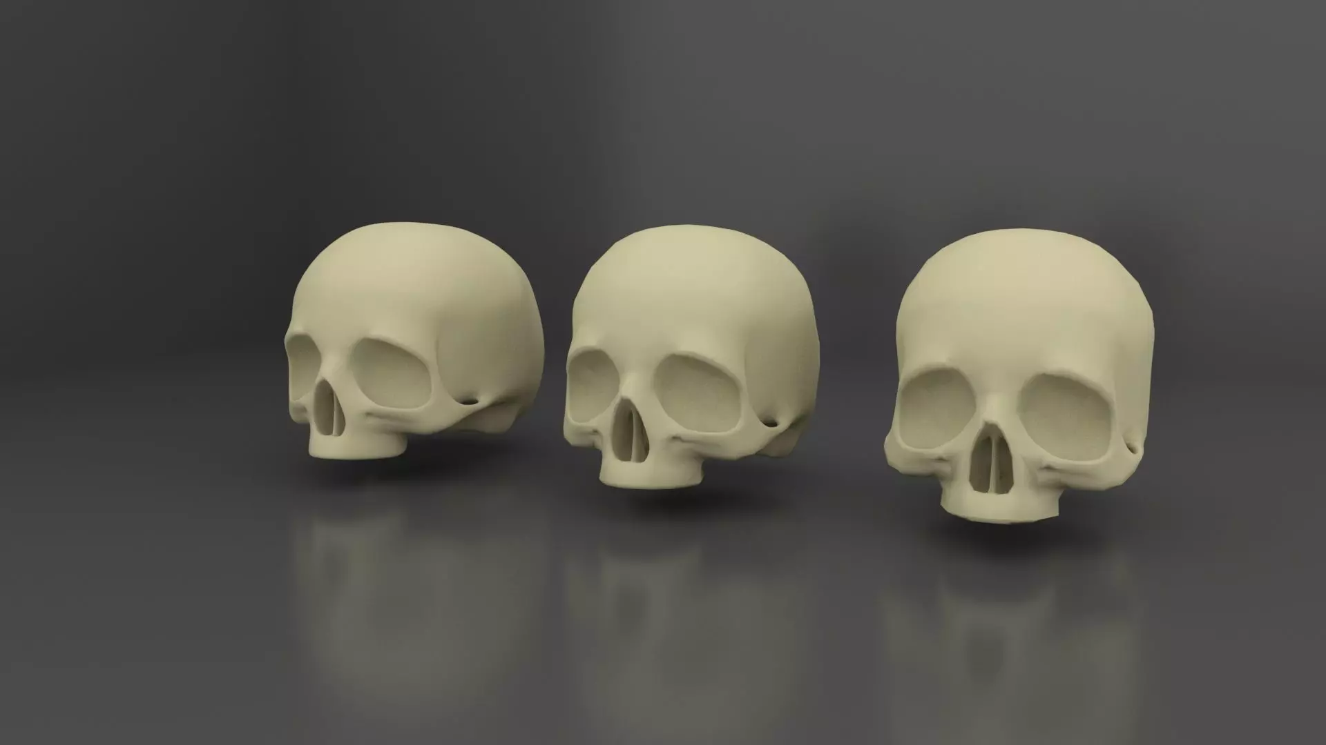 Skull 3 LODs Low-poly 3D model_0