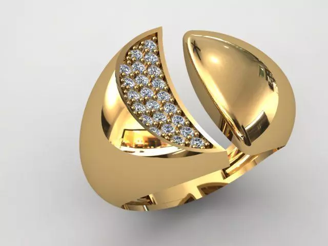 woman diamond ring R00085 10 part ring size 3D print model