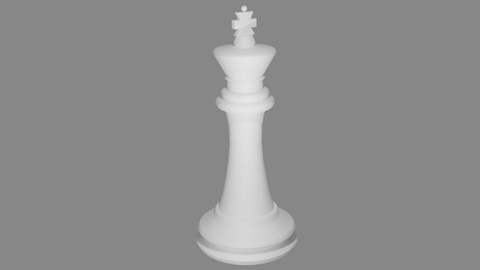 Chess King White Piece  Low-poly 3D model
