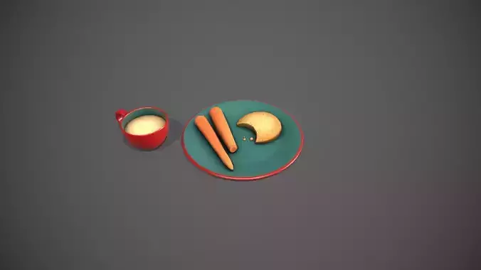 Santa Snack Plate - Red Cup and Blue Plate Low-poly 3D model
