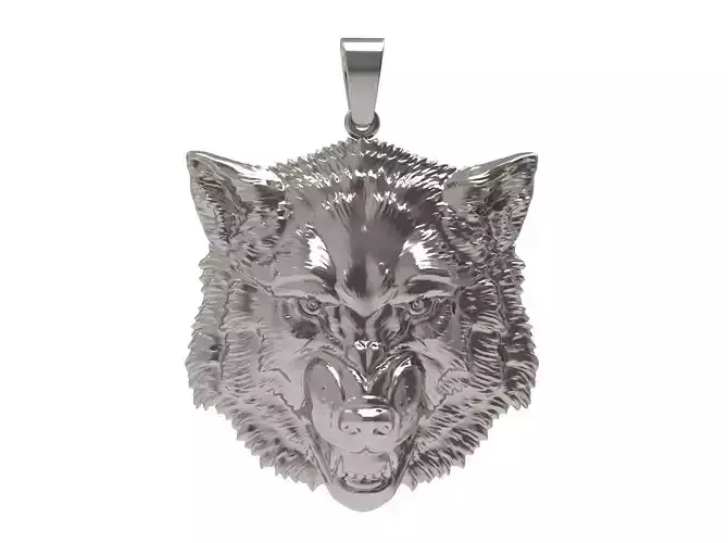 Pendant 3D print model wolf