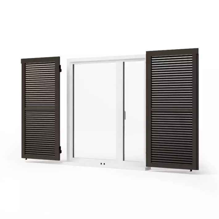 Black wooden windows shutters - window shutters 72 am95 3D model_0