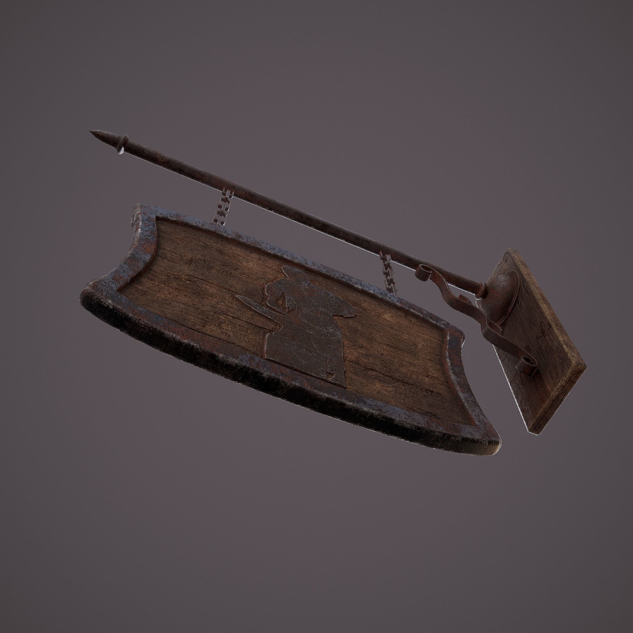 Medieval Blacksmith Store front Sign Low-poly 3D model_14