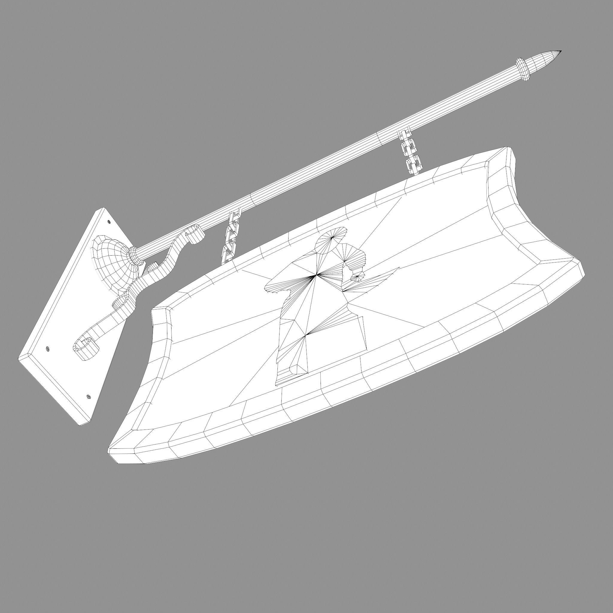 Medieval Blacksmith Store front Sign Low-poly 3D model_28